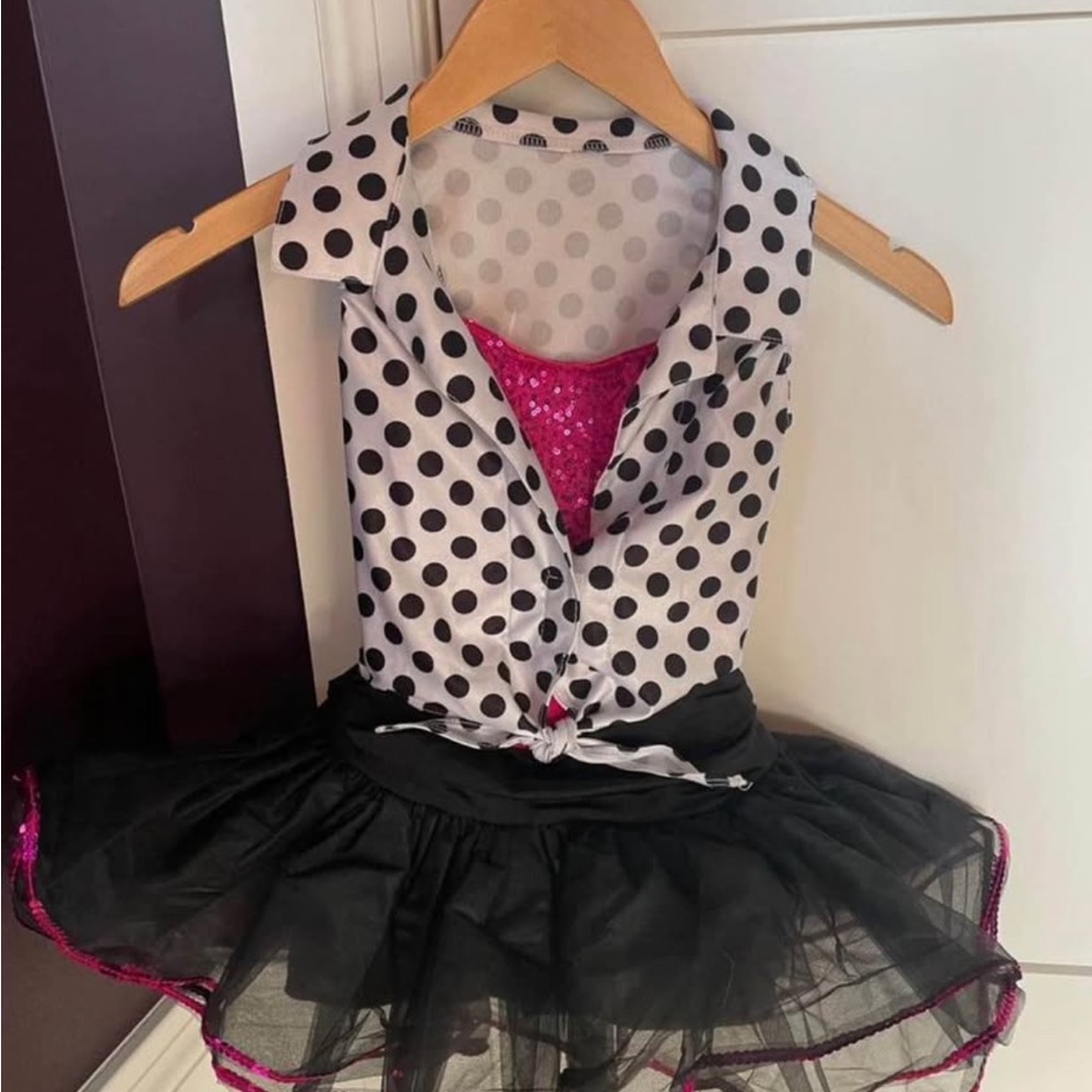 Polka Dot and Black Tutu Kids Dance Costume